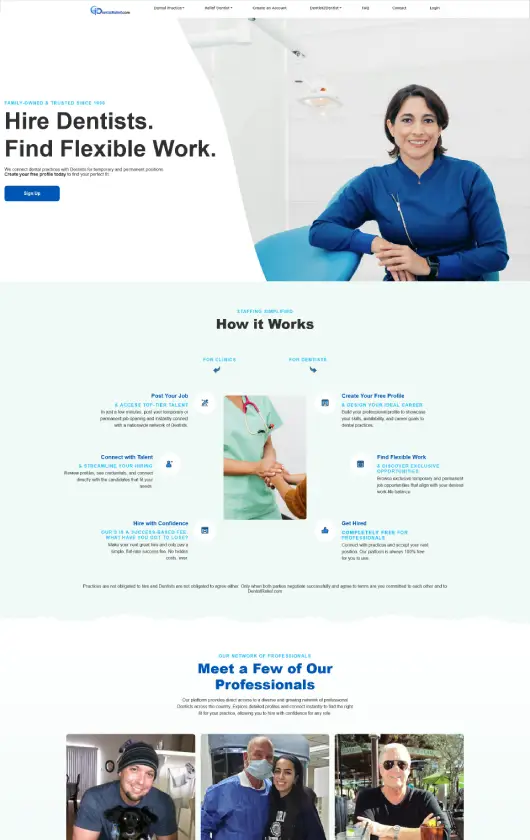 Screenshot of the DentistRelief website